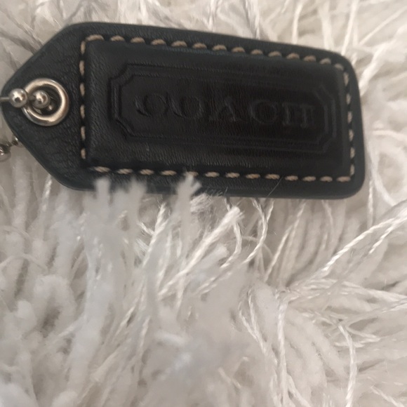 Coach black leather shoulder bag with silver hardware. Snap closure flap. - Picture 6 of 7